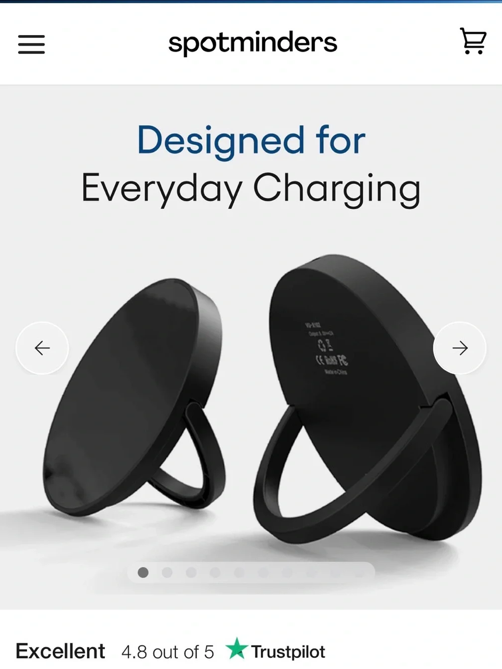 Spotminders Black Wireless Tracker Cards with Wireless Charger Included